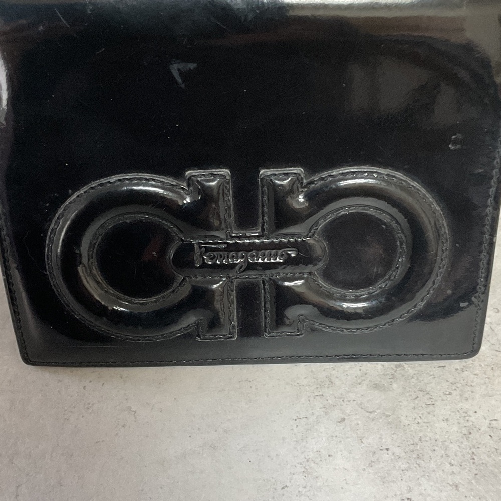 Salvatore Ferragamo Glossy Black Leather Bag